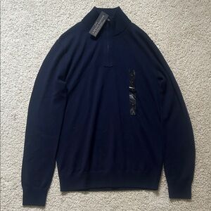 Banana Republic Men's Dark Blue Zip-Up Sweater